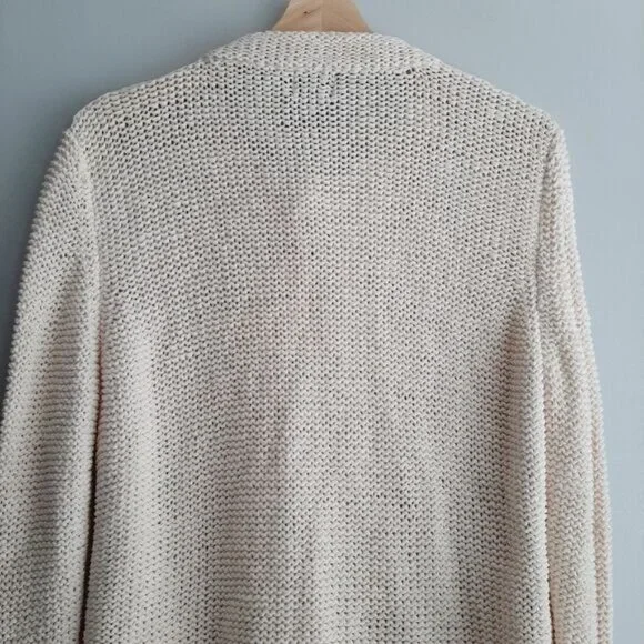 PURE HANDKNIT Chunky Knit Cardigan Sweater Cable Ivory Sz M /L - Picture 8 of 10